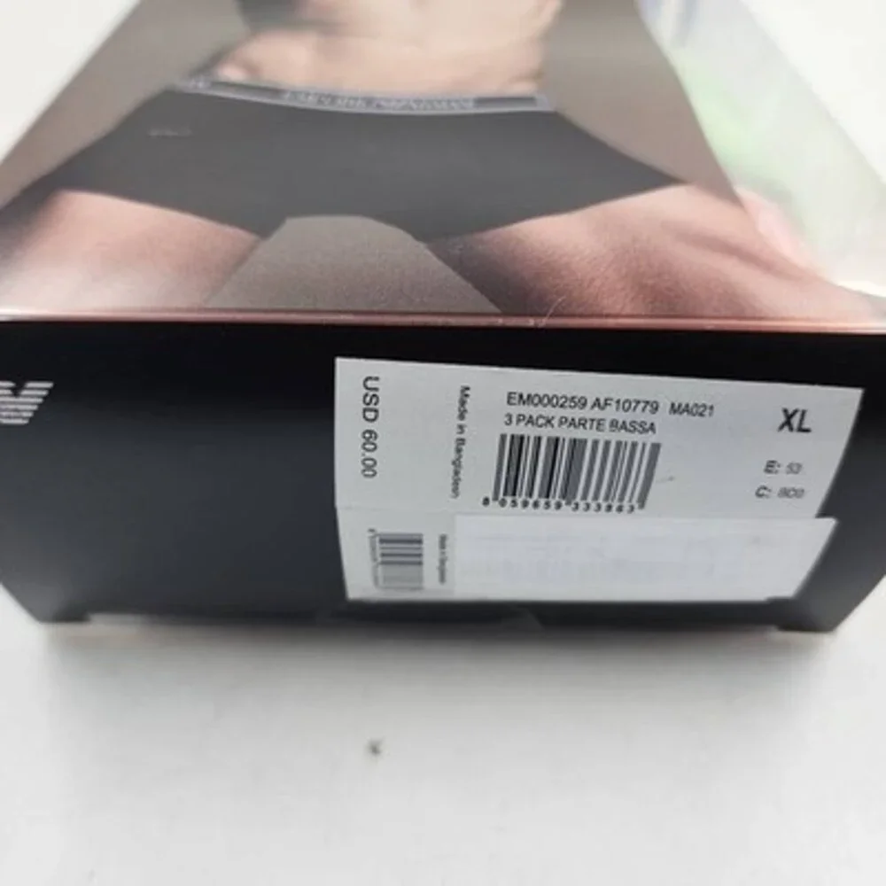 Emporio Armani Pack of 3 Soft Stretch Cotton Logo Trunks Men's XL Multicolor